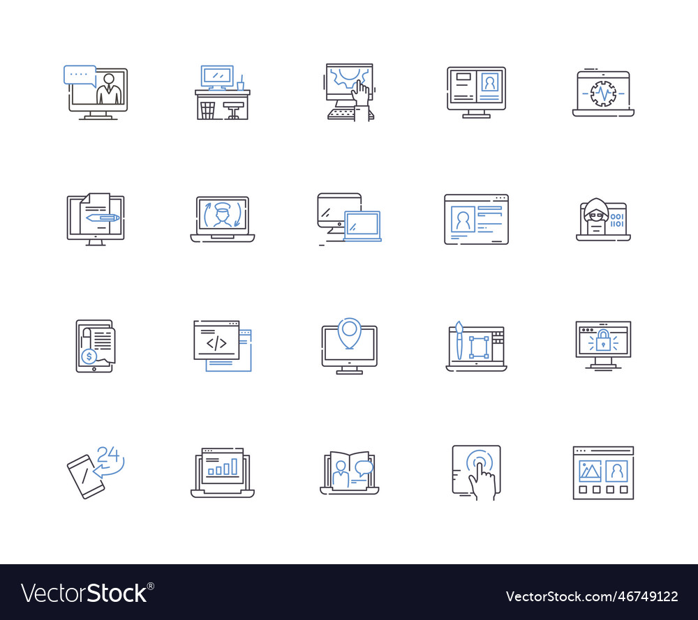 Internet Kontur Icons Sammlung Netz Web vector image Internet Kontur Icons Sammlung Netz Web
