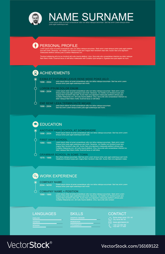 minimalist cv resume template with color stripes vector image resume template minimalist