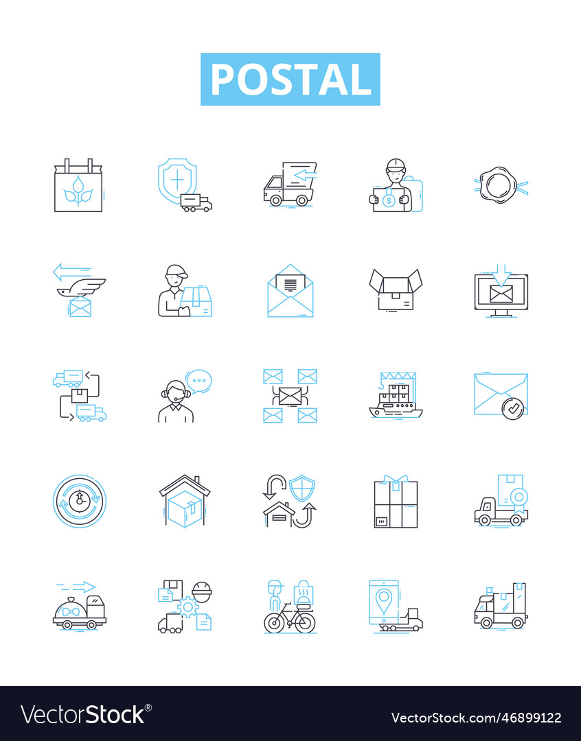 Postal line icons set mail Vector Image Postal line icons set mail