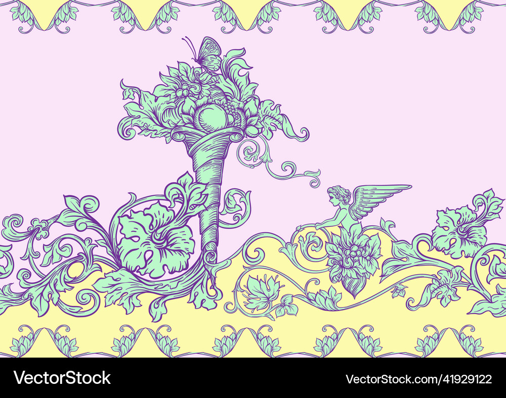 Seamless pattern background in baroque rococo Vector Image