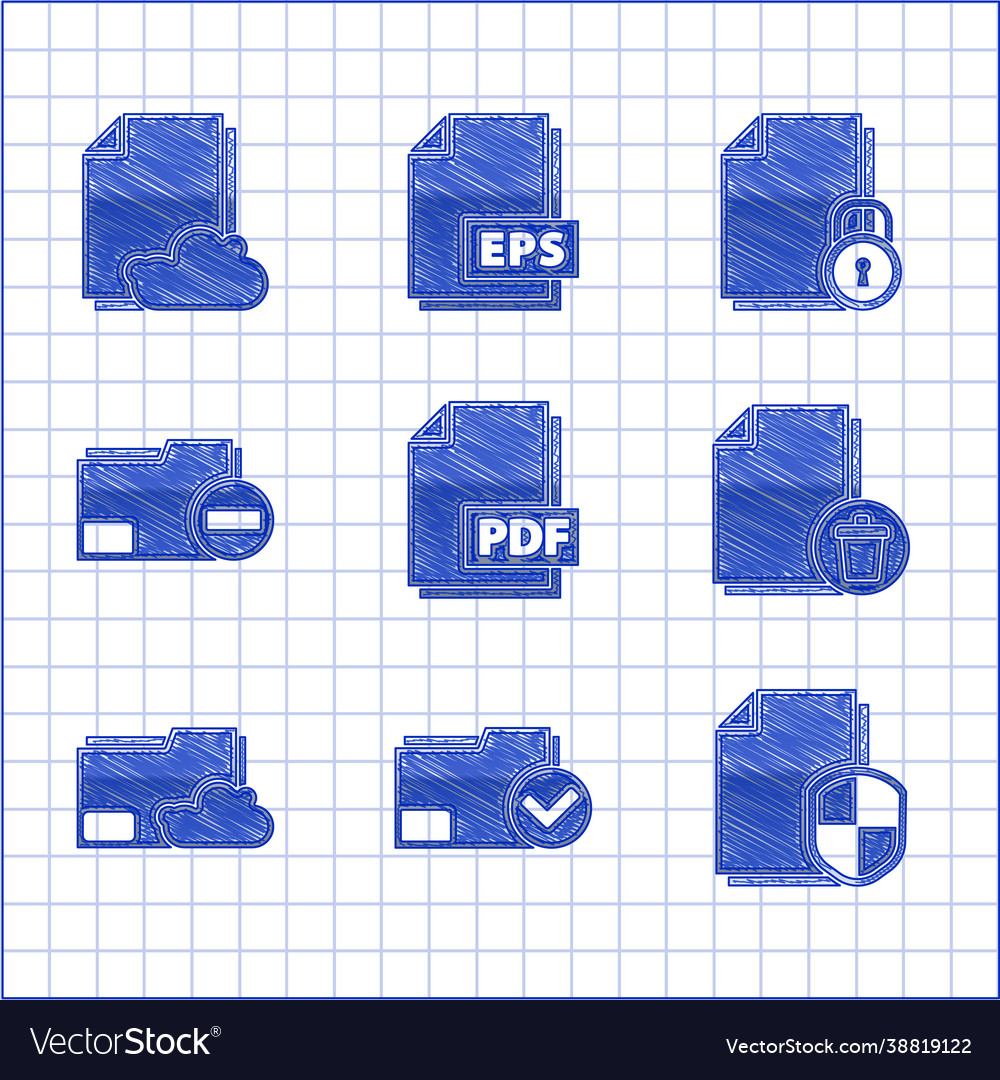 Set pdf file document folder and check vector image Set pdf file document folder and check