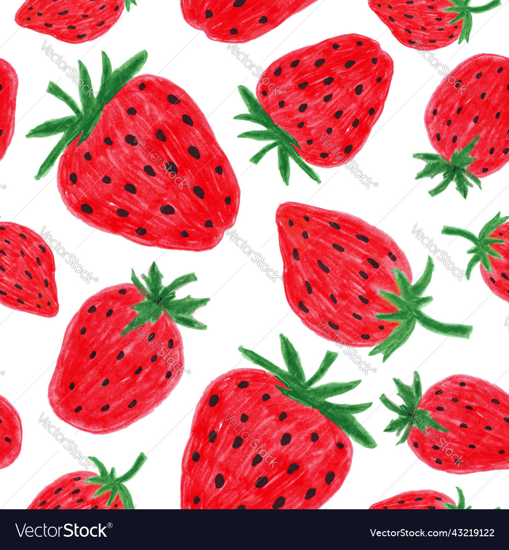 Strawberry seamless pattern hand drawn Royalty Free Vector