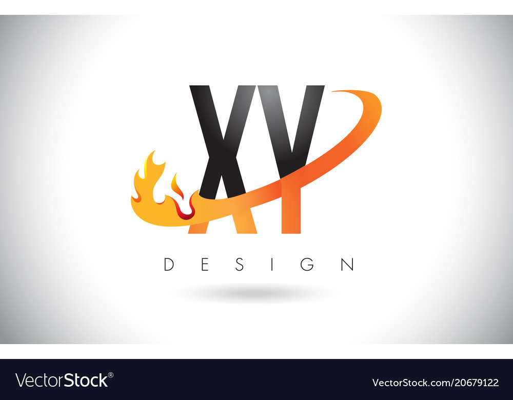 Xy x y letter logo with fire flames design