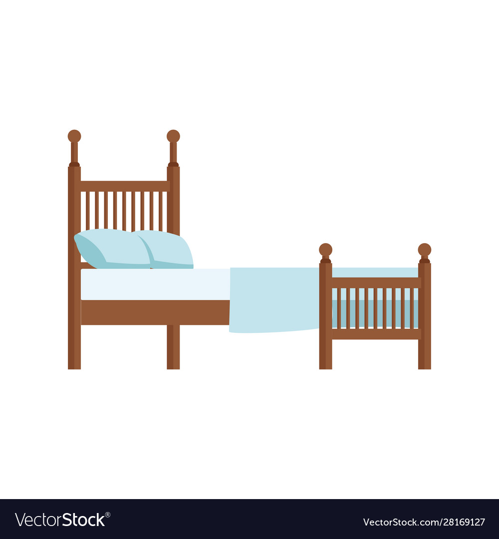 Bed With Pillows Icon Flat Design Royalty Free Vector Image