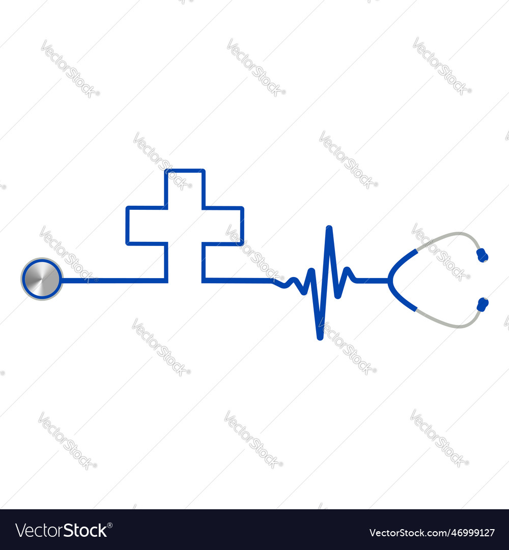 Blue stethoscope with a medical cross