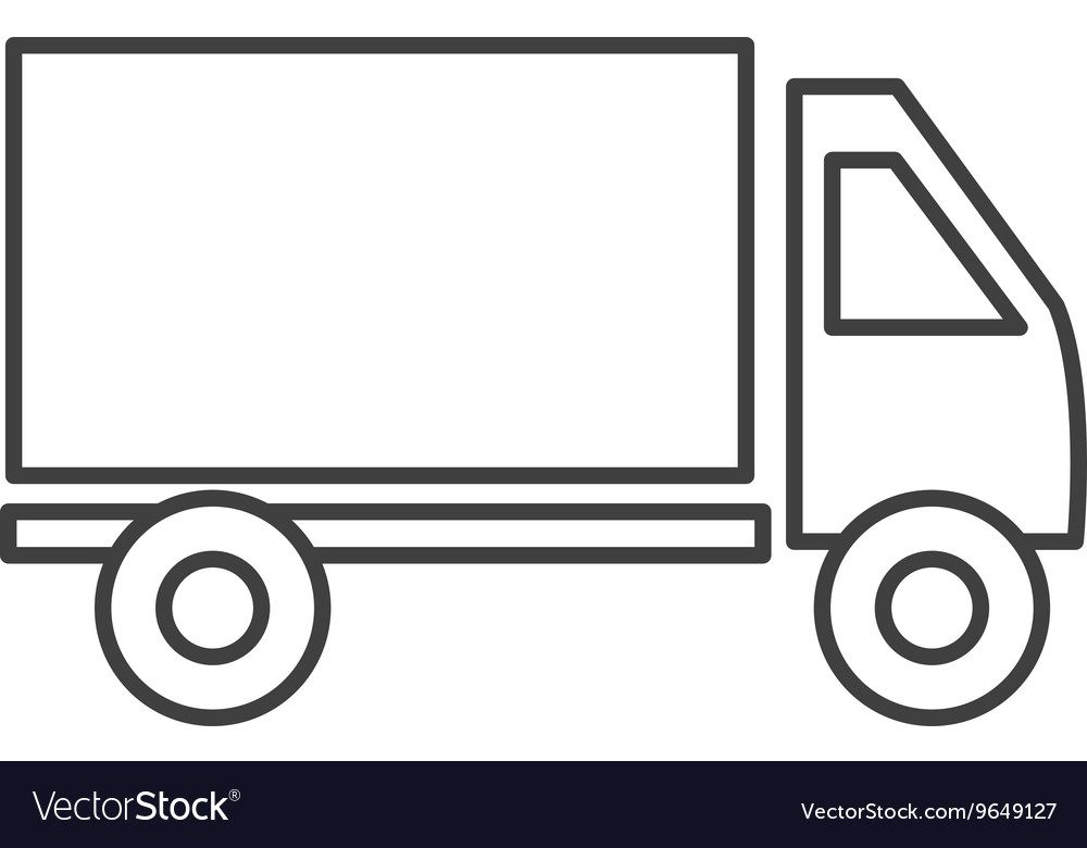 Cargo truck line icon black and white colors Vector Image