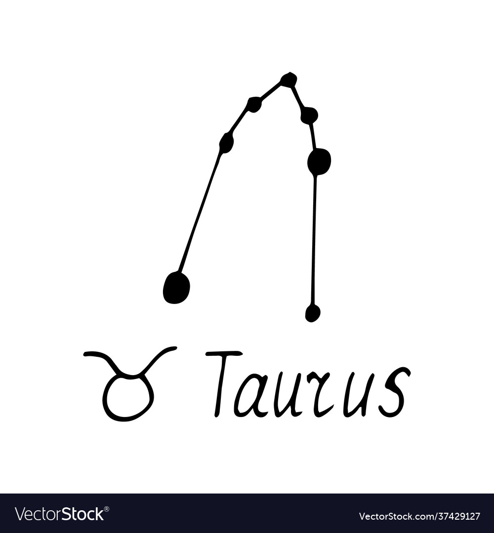 Constellation taurus icon and lettering hand