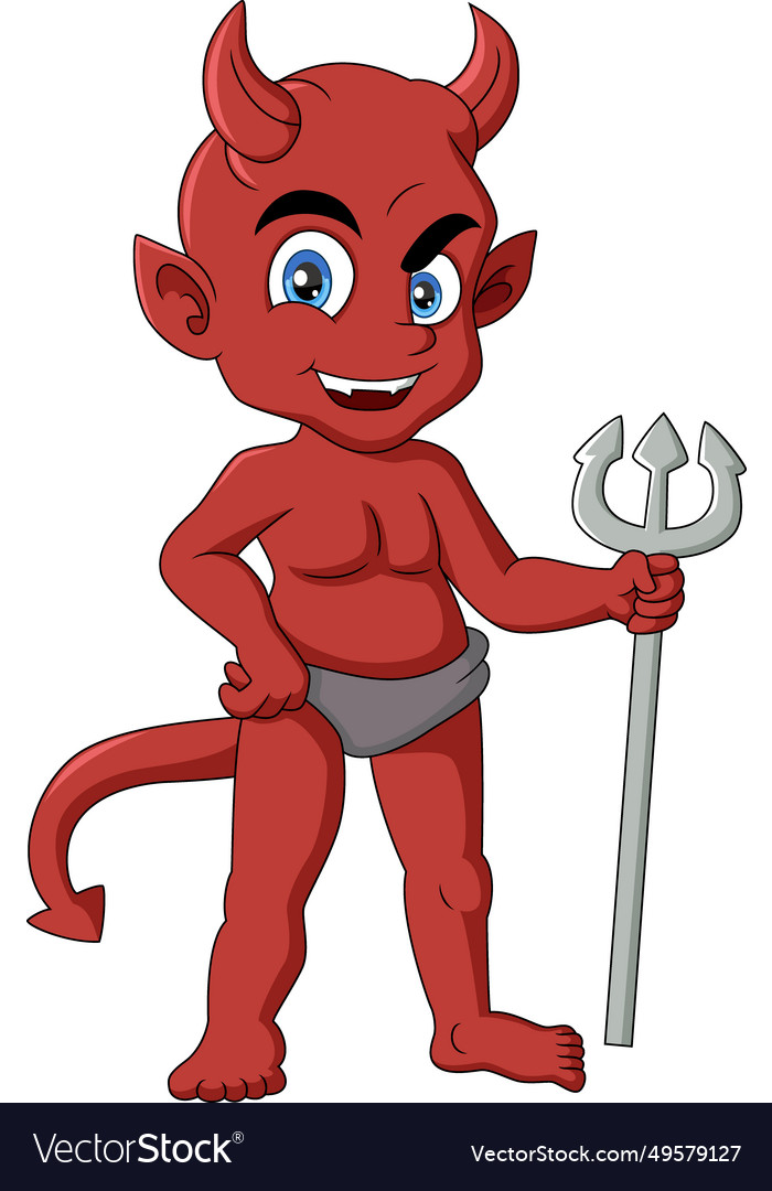 Cute red devil cartoon on white background