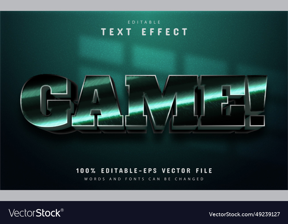 Game text 3d effect editable vector image Game text 3d effect editable