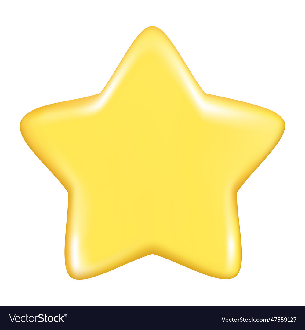 Hand drawn yellow realistic 3d star decorative Vector Image