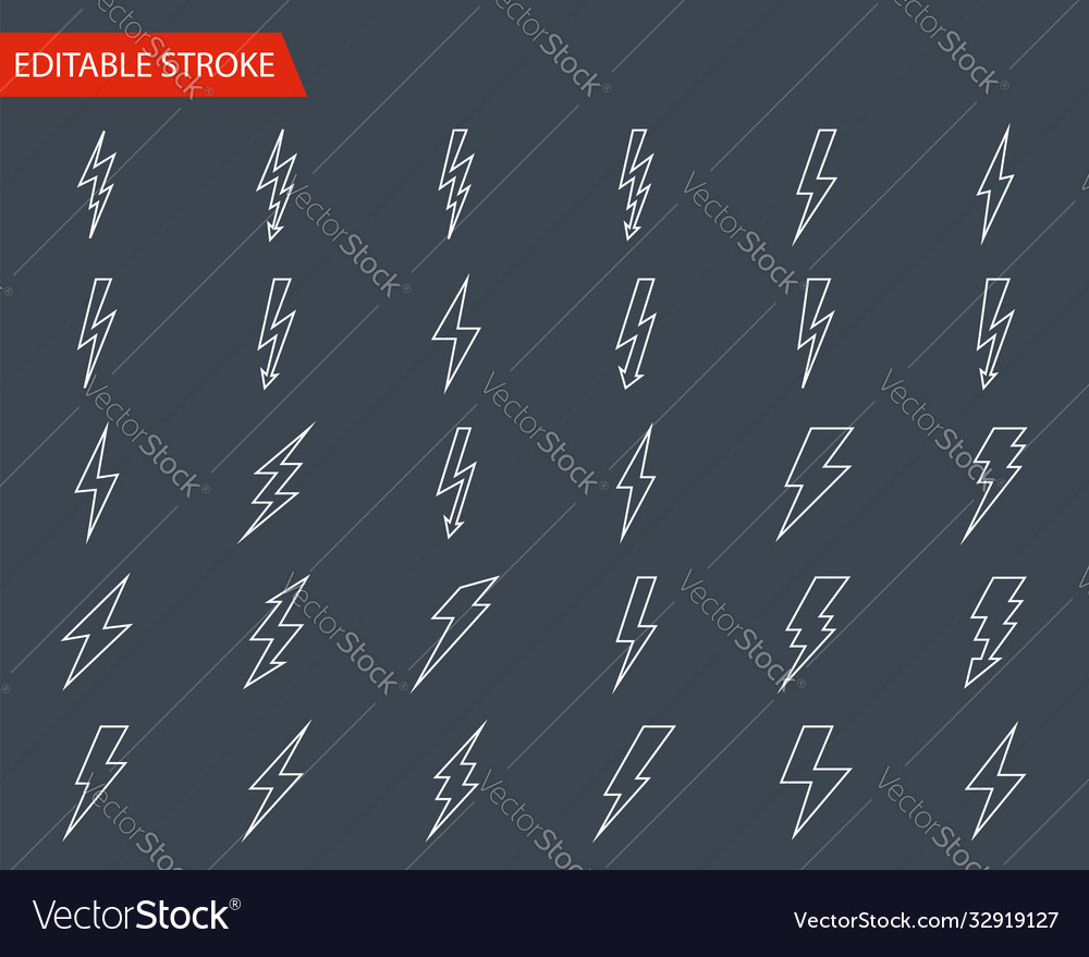 Lightning Icon Set - Thin Line