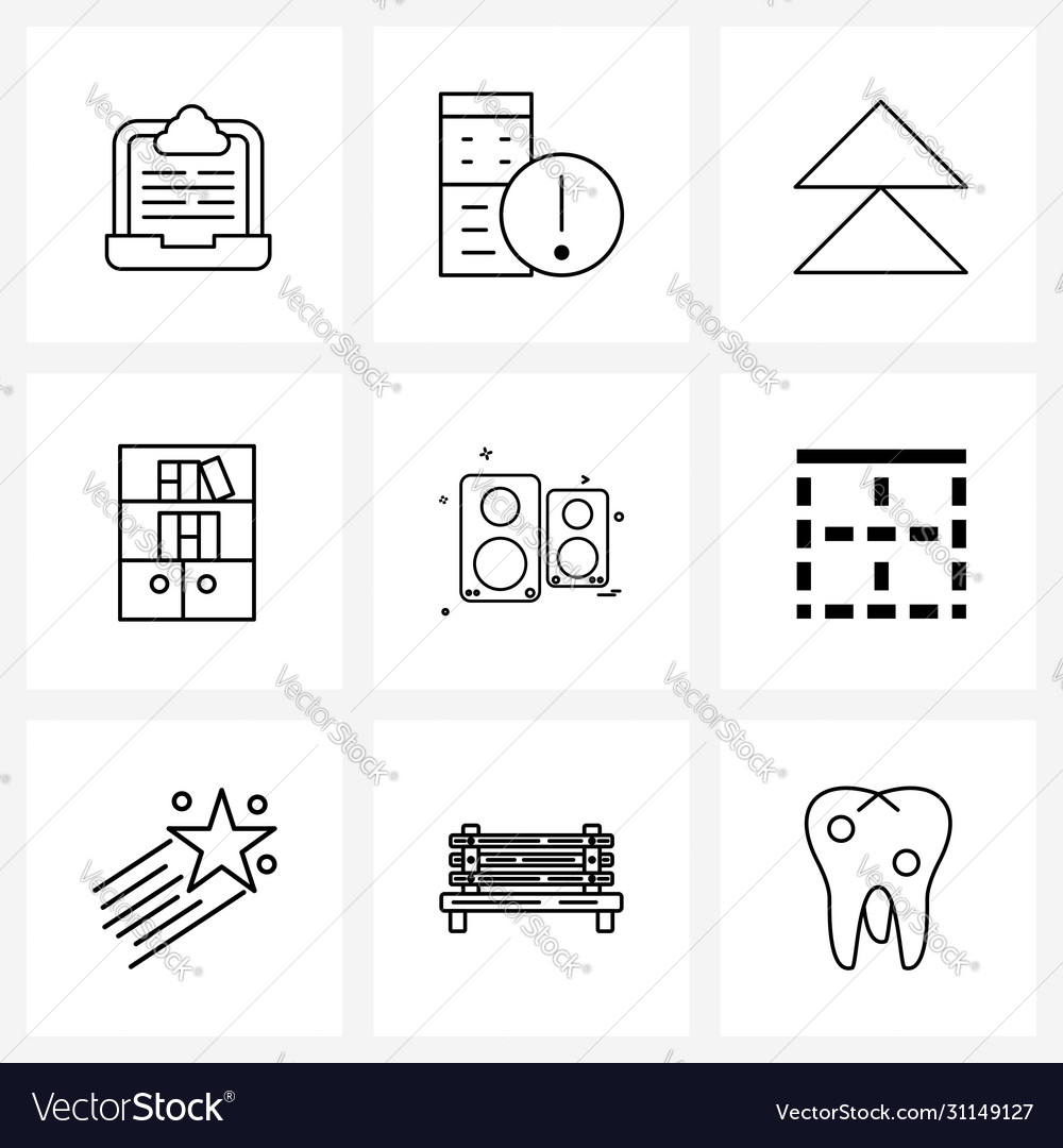 Modern style set 9 line pictograph grid based