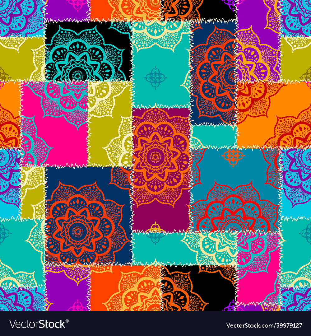 Patchwork textile pattern seamless quilting Vector Image Patchwork textile pattern seamless quilting