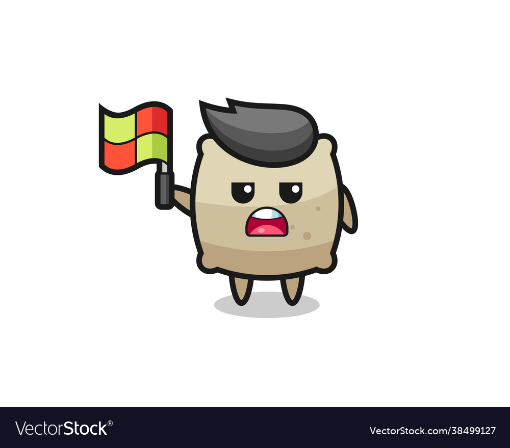 Sack character as line judge putting flag up