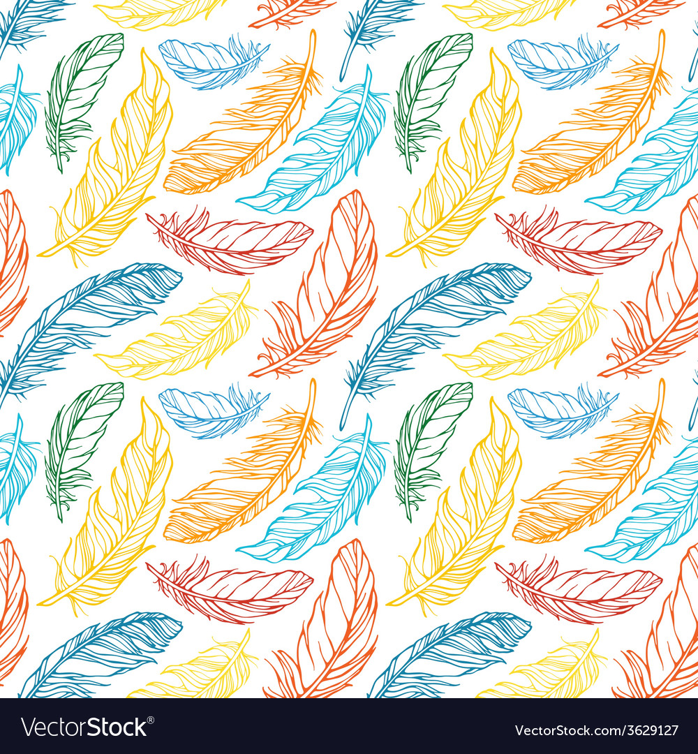 Seamless pattern with decorative feathers