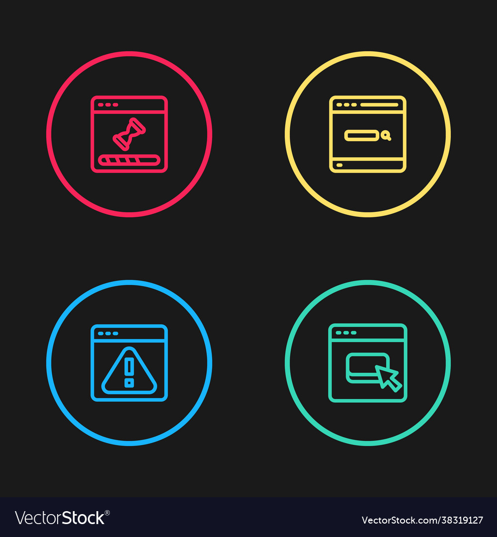 Set line browser with exclamation mark files vector image Set line browser with exclamation mark files