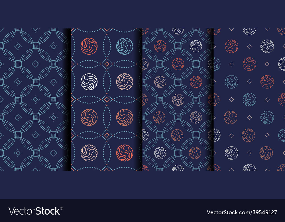 Set of thin geometric patterns with small shapes Vector Image Set of thin geometric patterns with small shapes