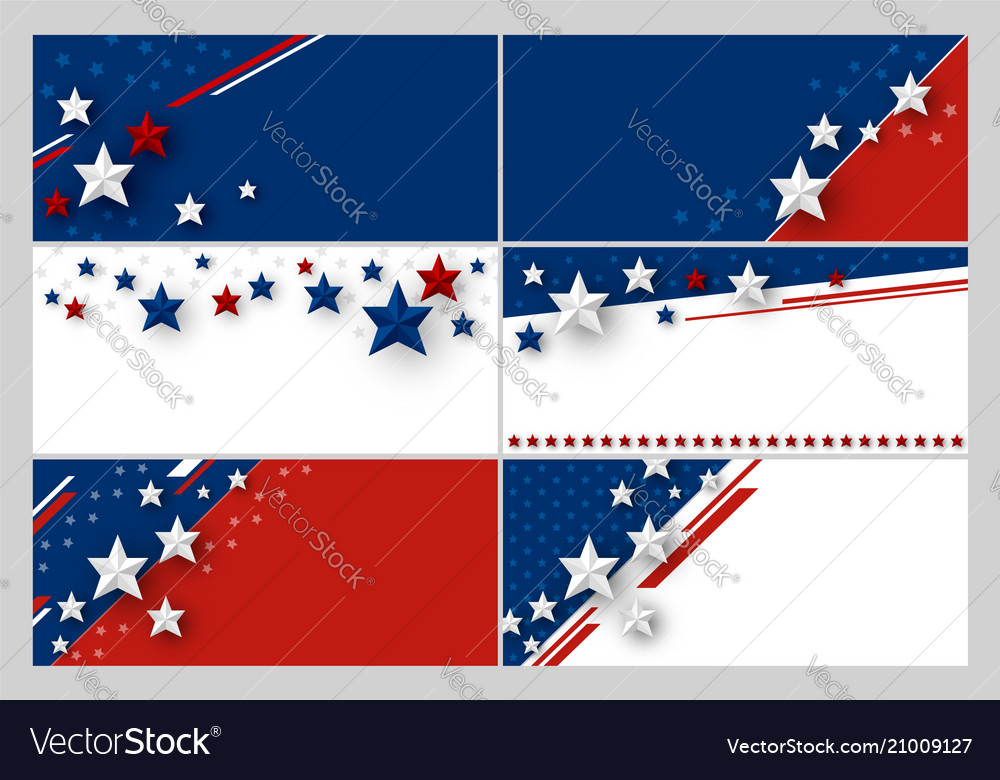 Set of usa banner abstract background design vector image Set of usa banner abstract background design