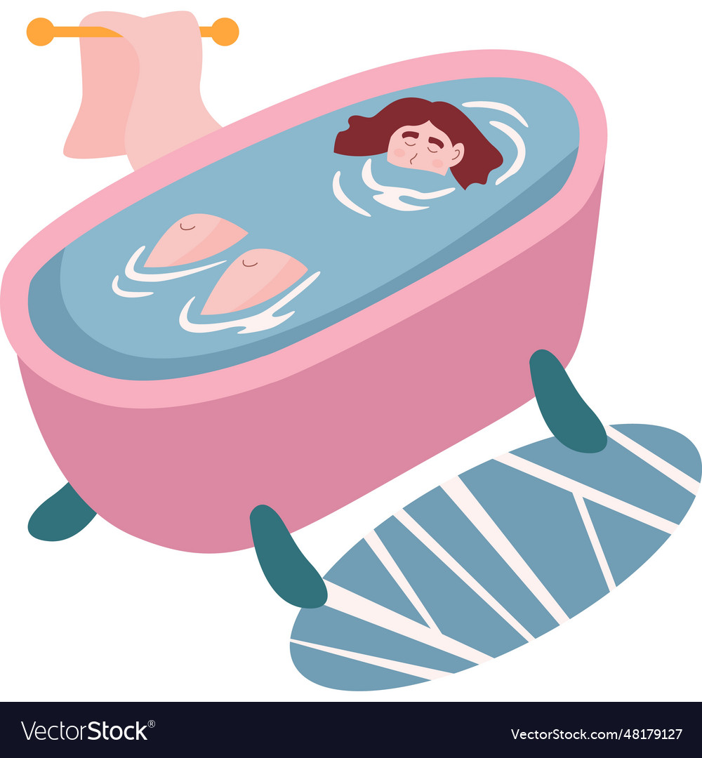 Woman in bath spa girl isolated icon Royalty Free Vector