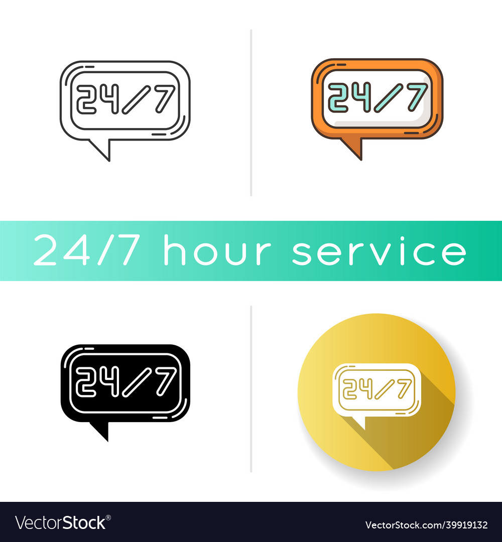 24 7 hour online chat icon twenty four seven