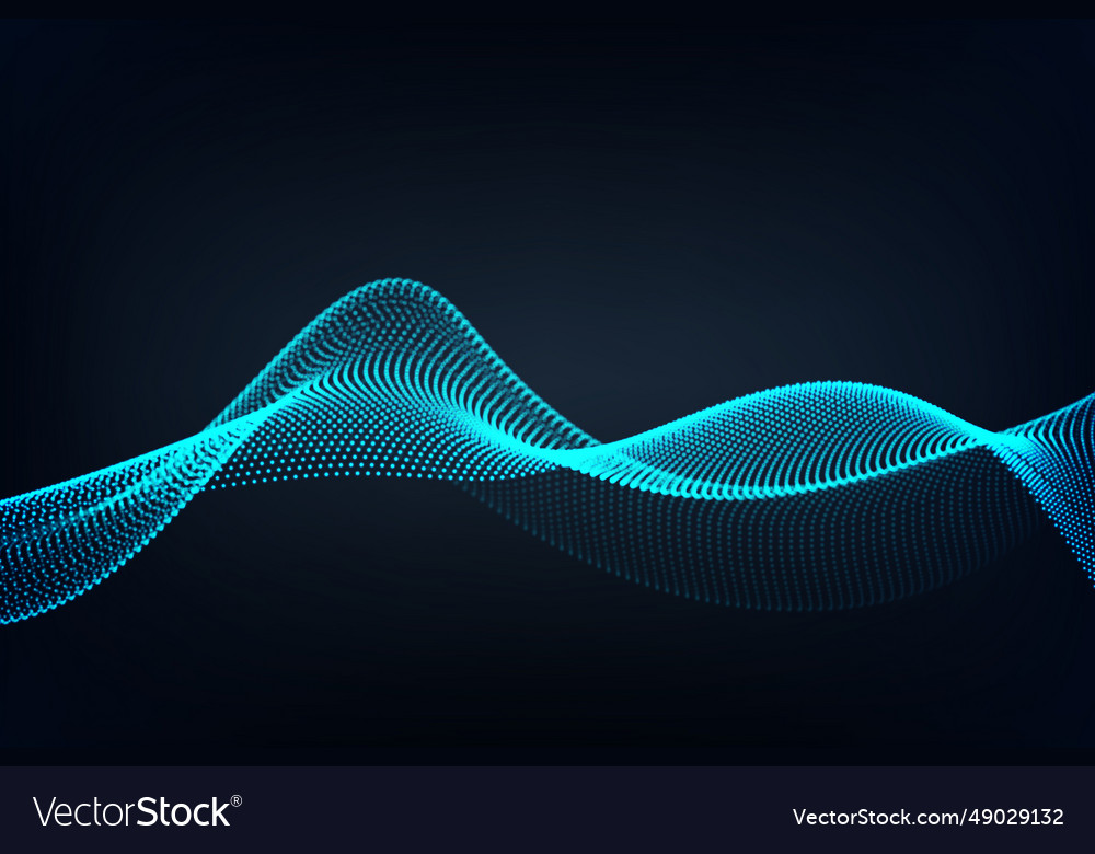 Abstract particle array wave flowing over dark