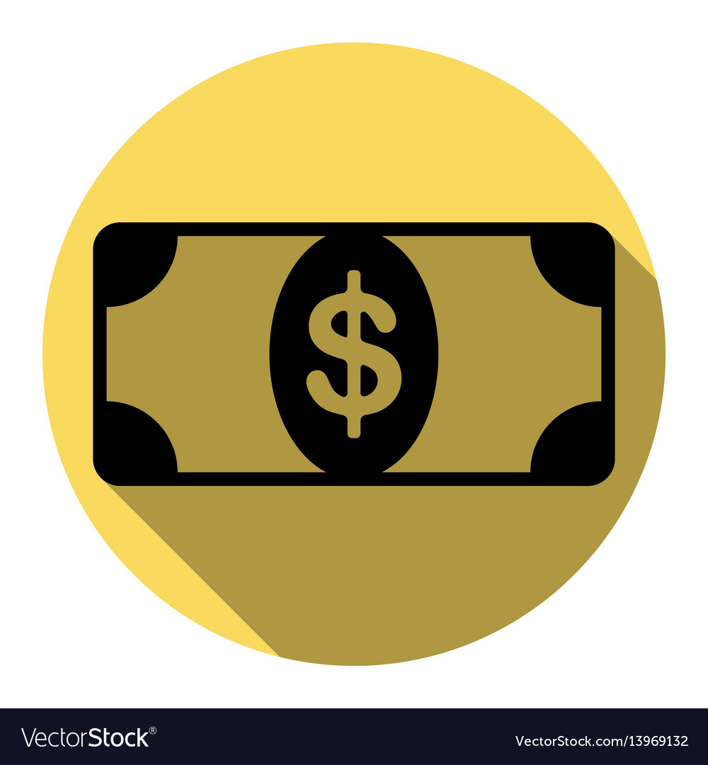 Bank note dollar sign flat black icon Royalty Free Vector