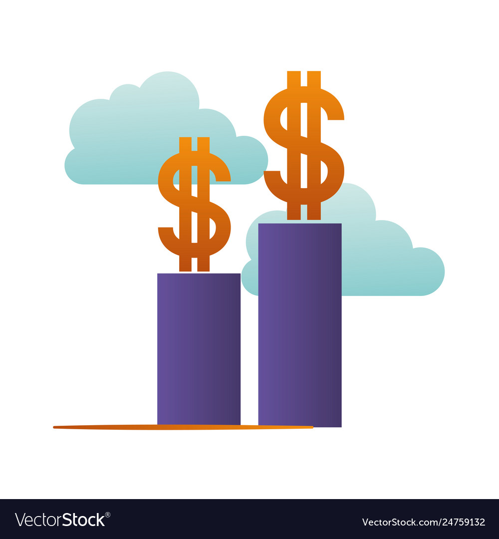 Bar graph with dollar symbol isolated icon