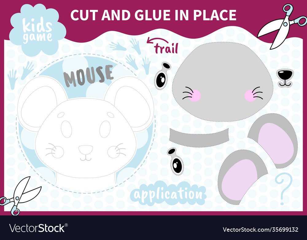 Children board animal game applique cut and glue