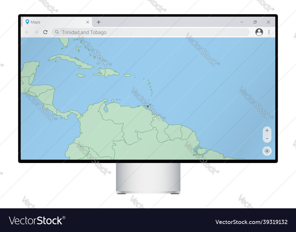 Computermonitor mit Karte von Trinidad und Tobago