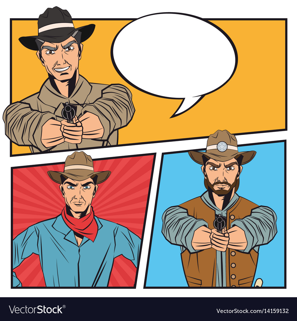 Cowboy comic bubble cartoon design