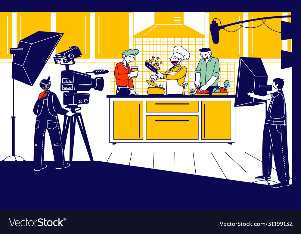Culinary program show or blog broadcasting man