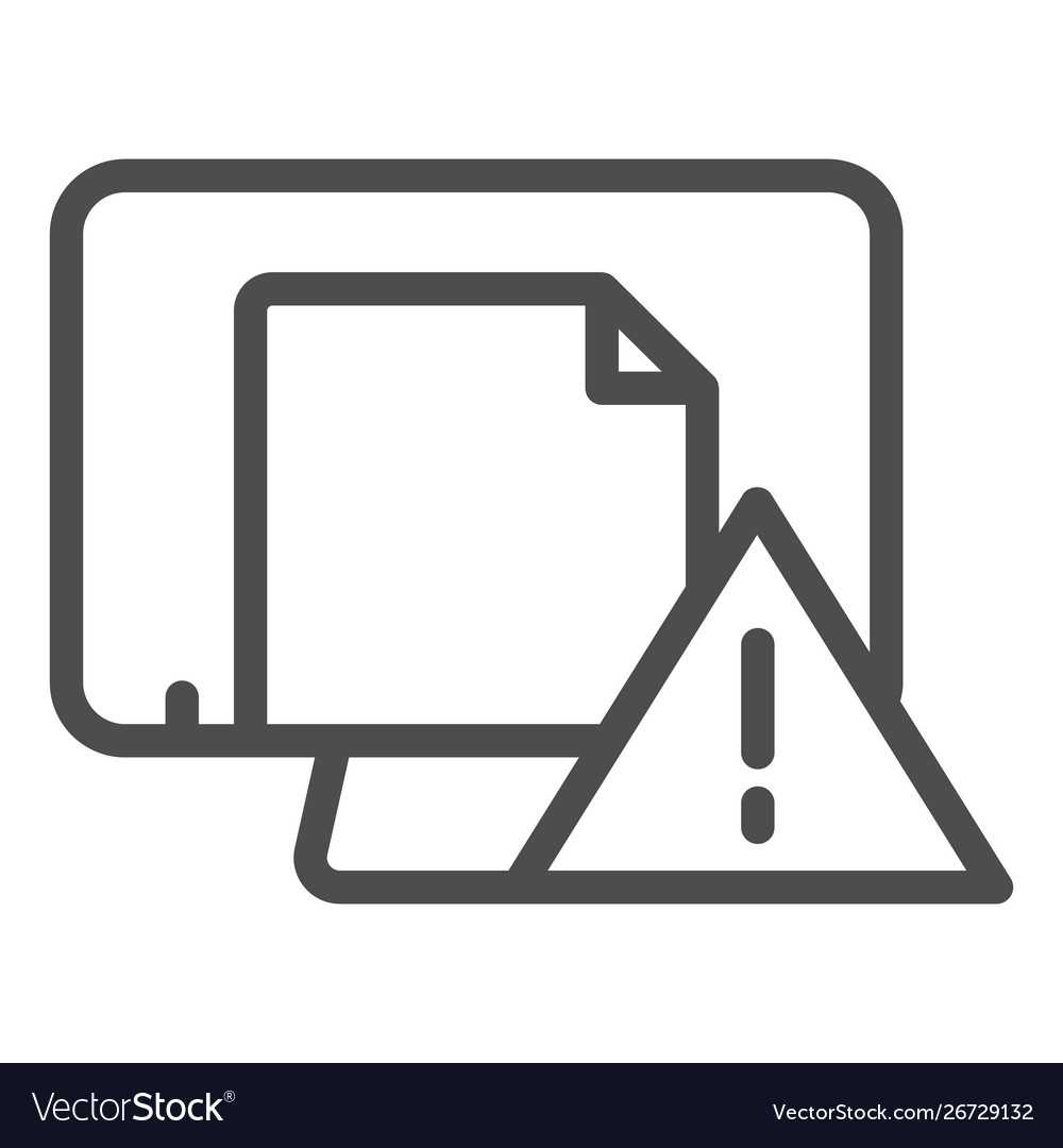Dangerous document on computer line icon vector image Dangerous document on computer line icon