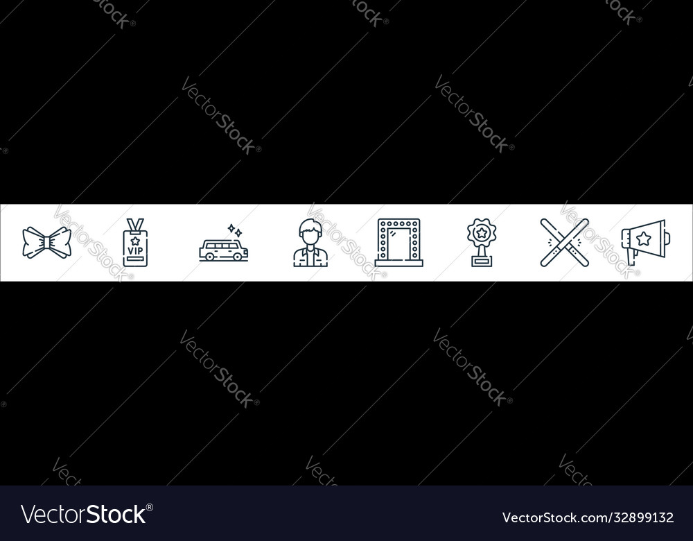Fame line icons linear set quality vector image Fame line icons linear set quality