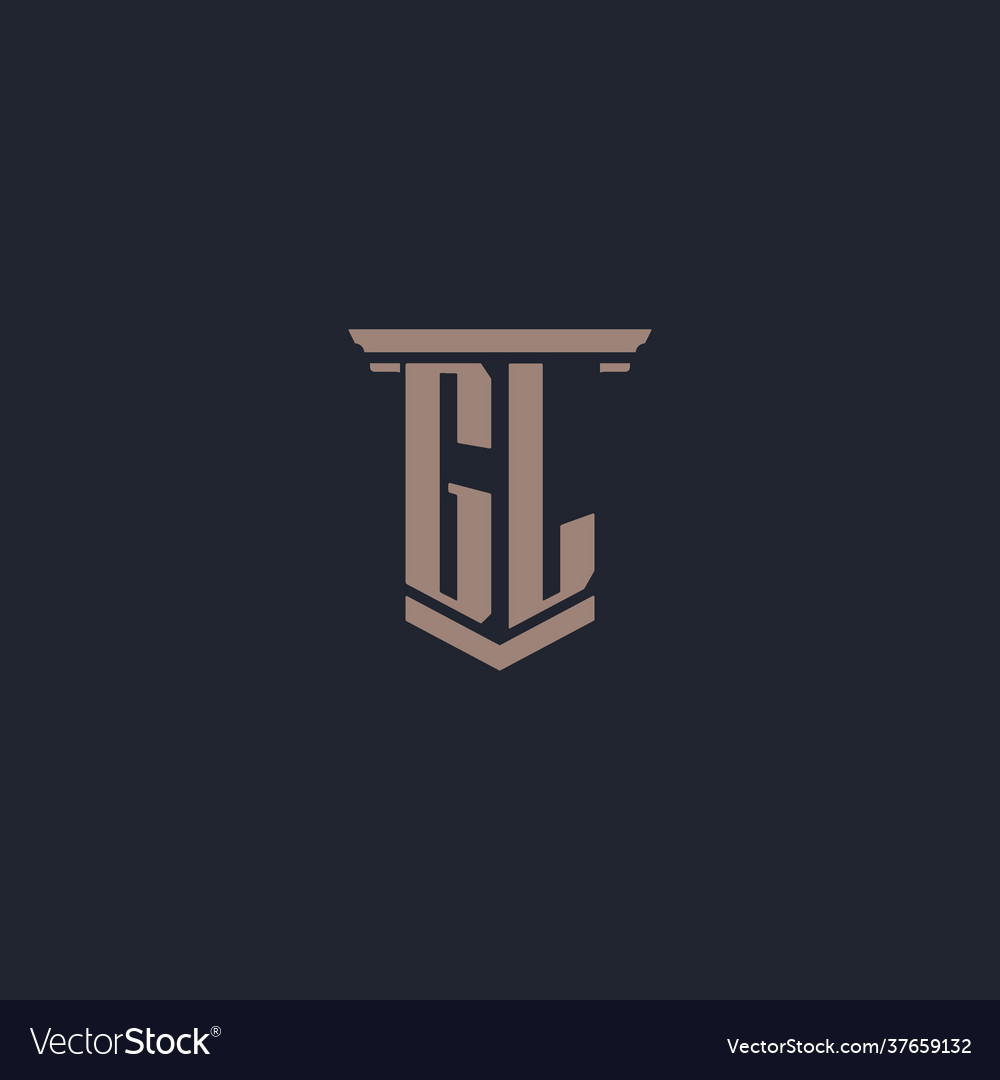 Gl initial monogram logo with pillar style design vector image Gl initial monogram logo with pillar style design