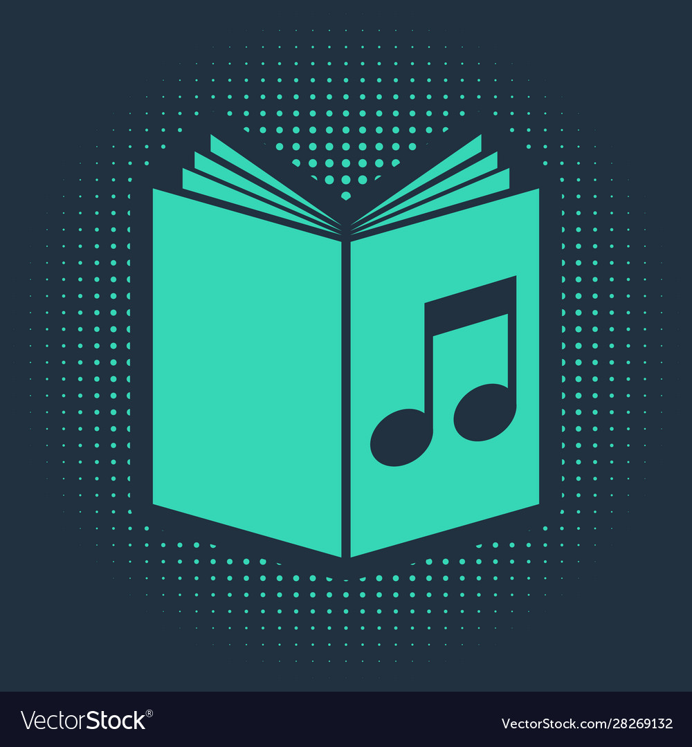 Green audio book icon isolated on blue background