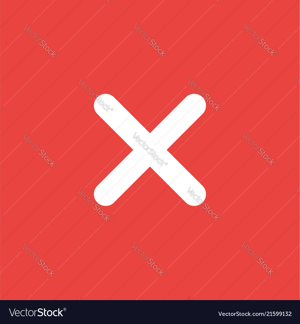 Icon concept x mark on red background Royalty Free Vector