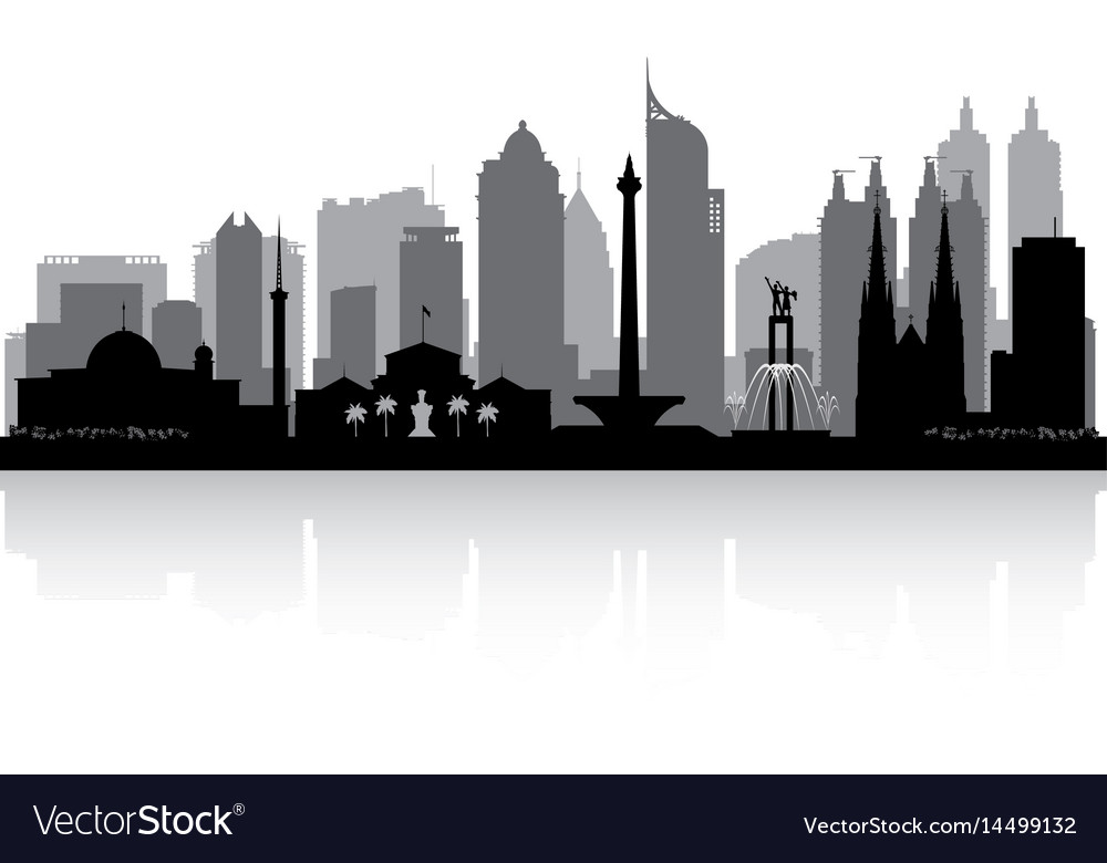 Jakarta indonesia city skyline silhouette Vector Image