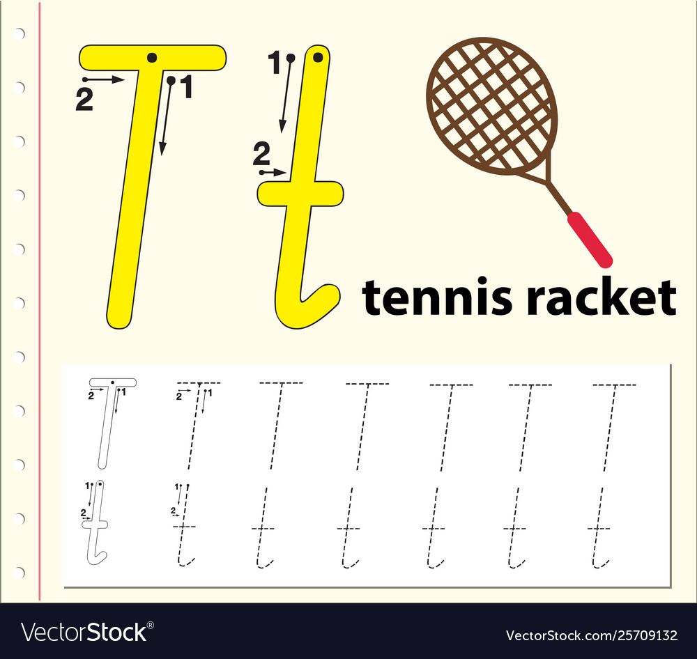 Letter t tracing alphabet worksheets