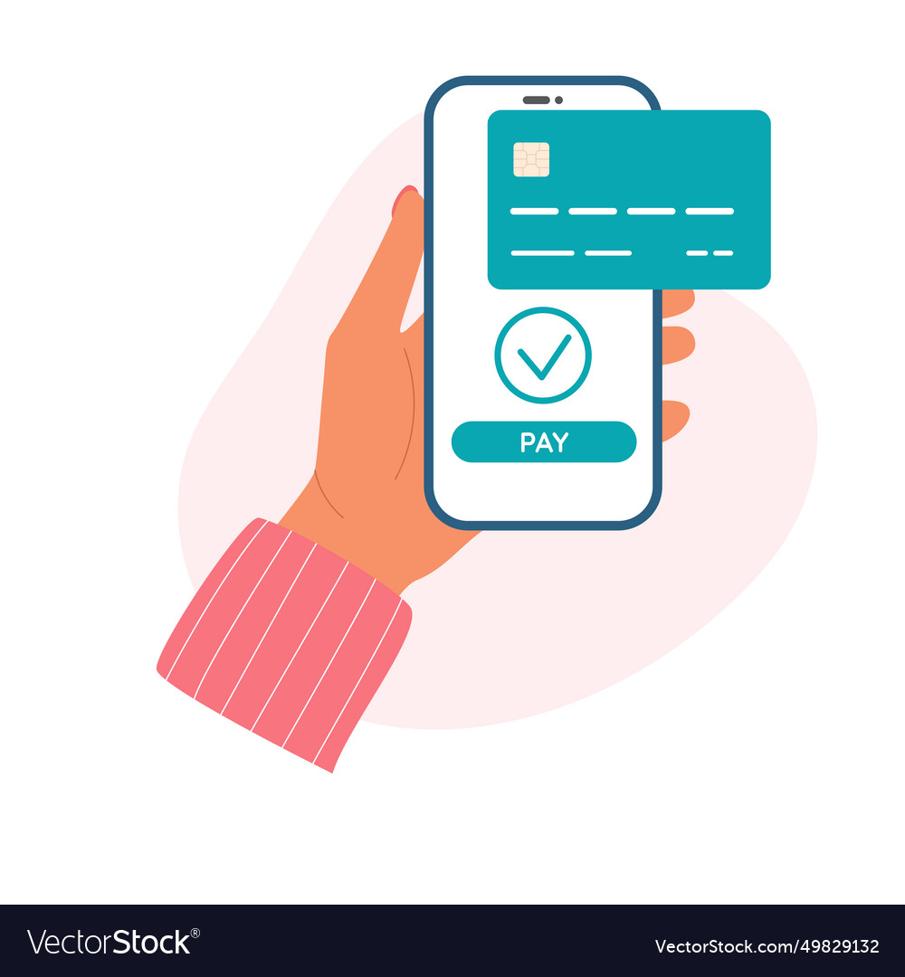 Online payment by card using phone mobile payment Vector Image