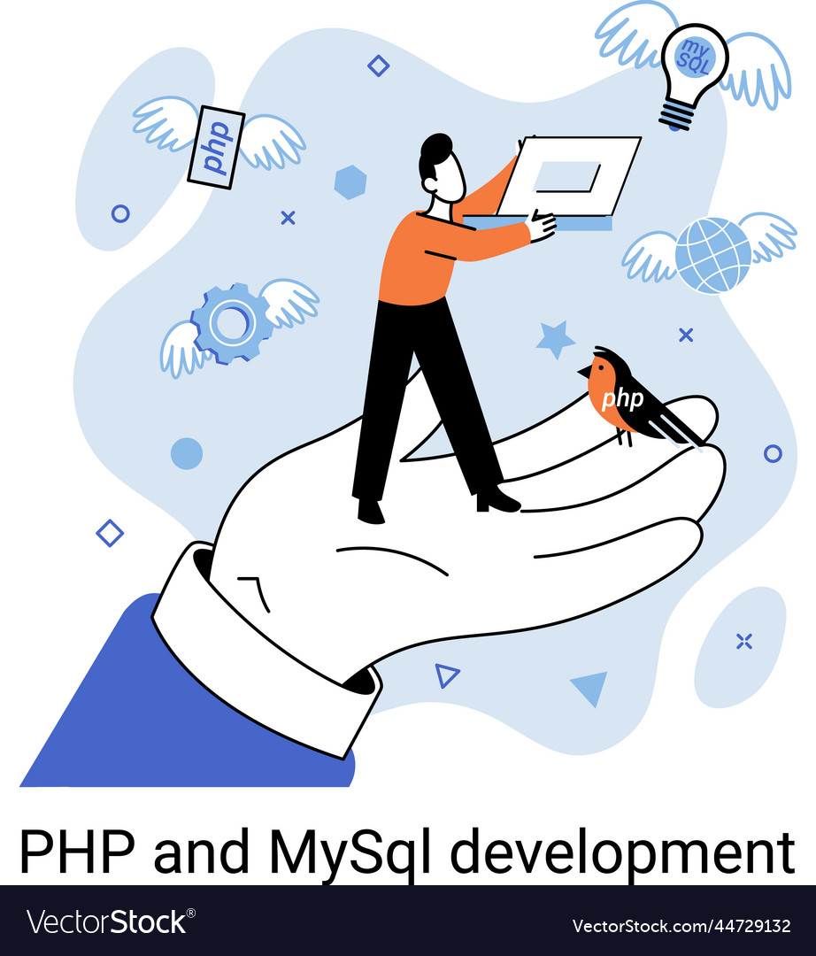 Php and mysql development software website vector image Php and mysql development software website