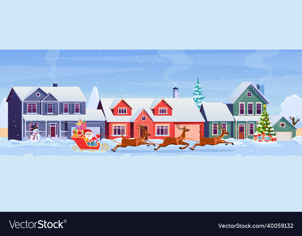 Wohnhäuser mit Weihnachtsdekoration vector image Wohnhäuser mit Weihnachtsdekoration