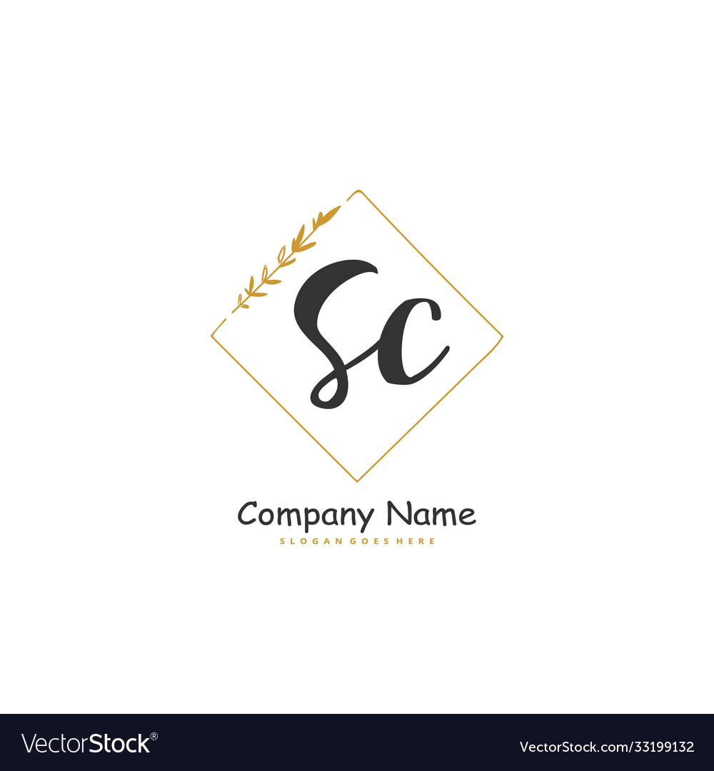 S c sc initial handwriting and signature logo vector image S c sc initial handwriting and signature logo