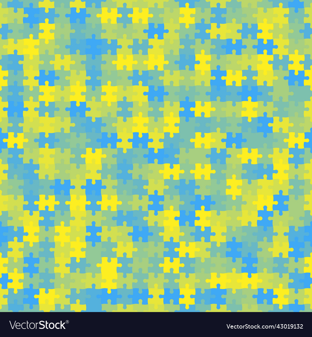 Seamless colorful pattern with puzzles jigsaw