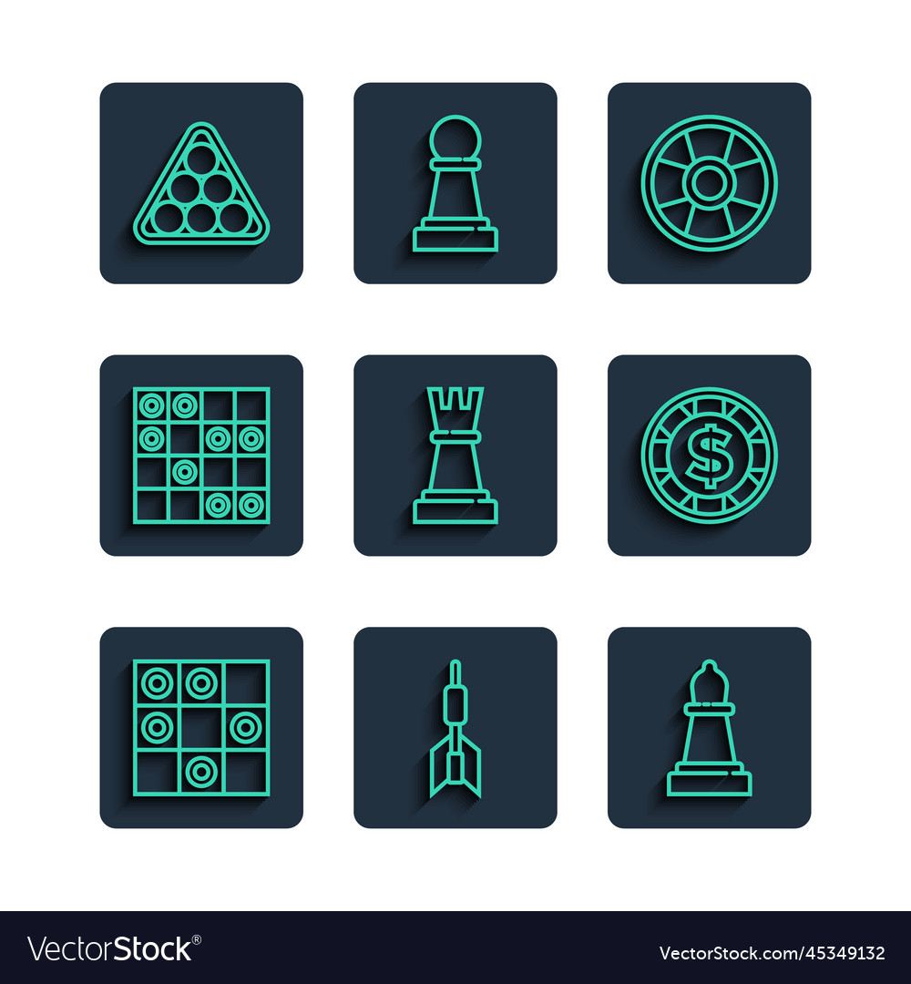 Set line board game of checkers dart arrow chess vector image Set line board game of checkers dart arrow chess