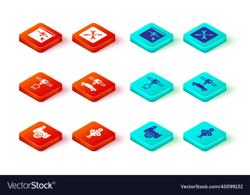 Set printing house industry 3d scanner printer vector image Set printing house industry 3d scanner printer