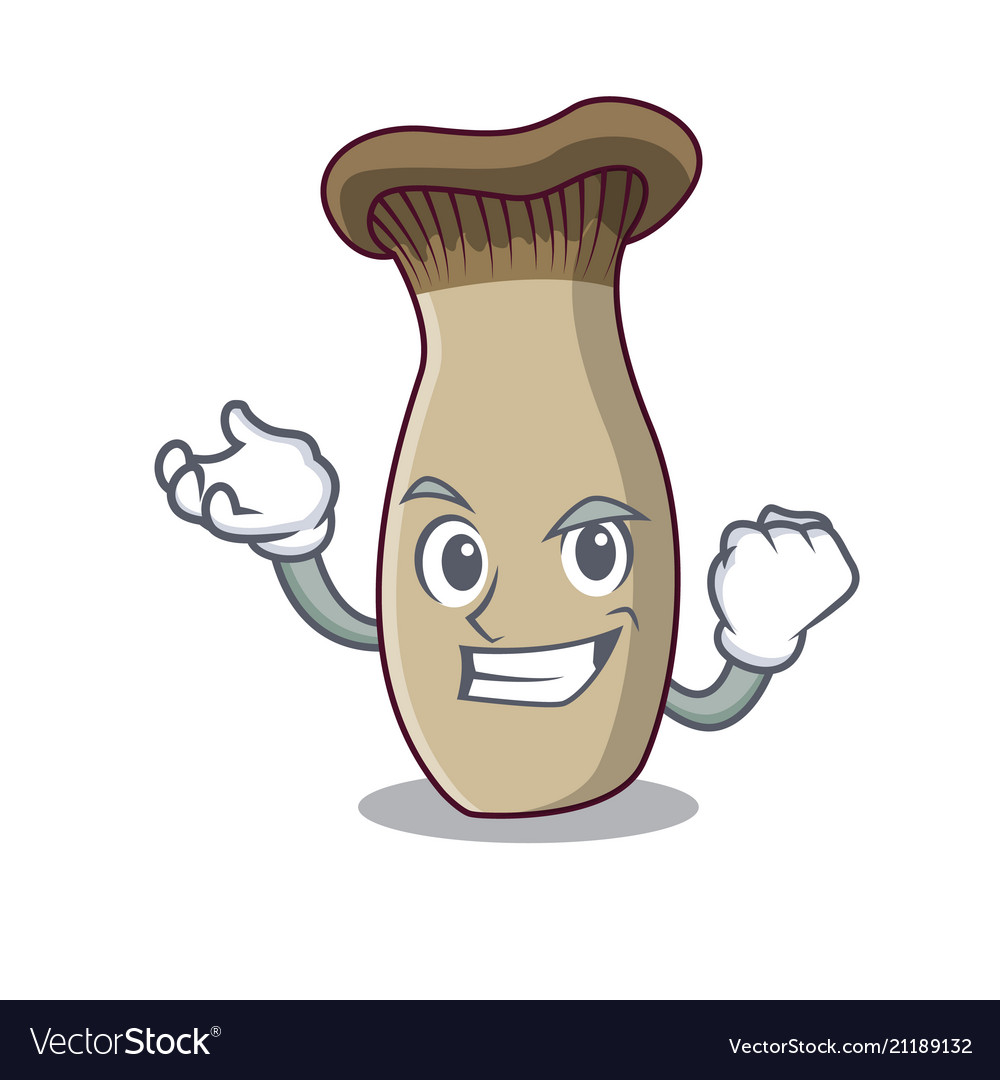 Successful king trumpet mushroom character cartoon