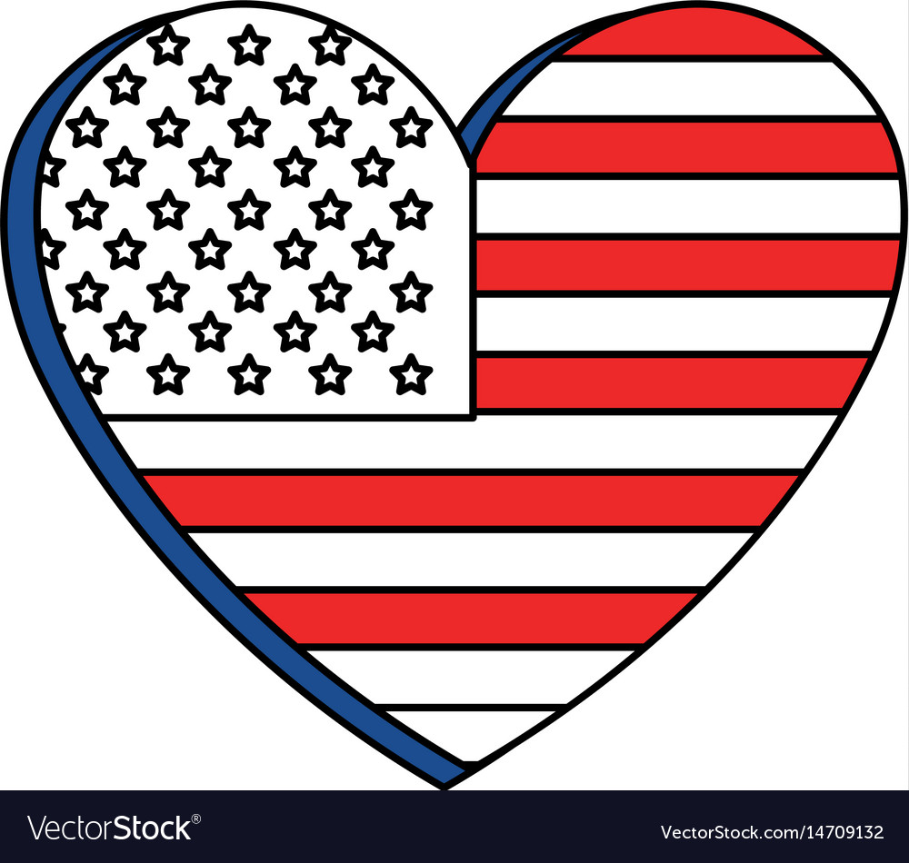 United statae of america flag with heart shape
