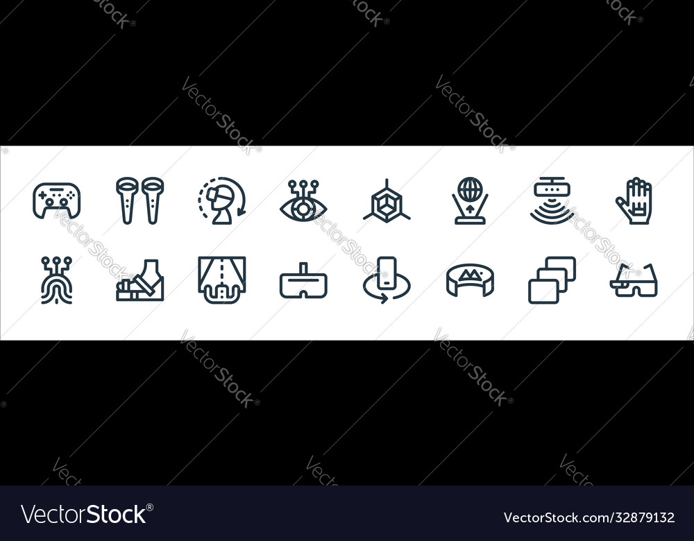Virtual reality line icons linear set quality vector image Virtual reality line icons linear set quality