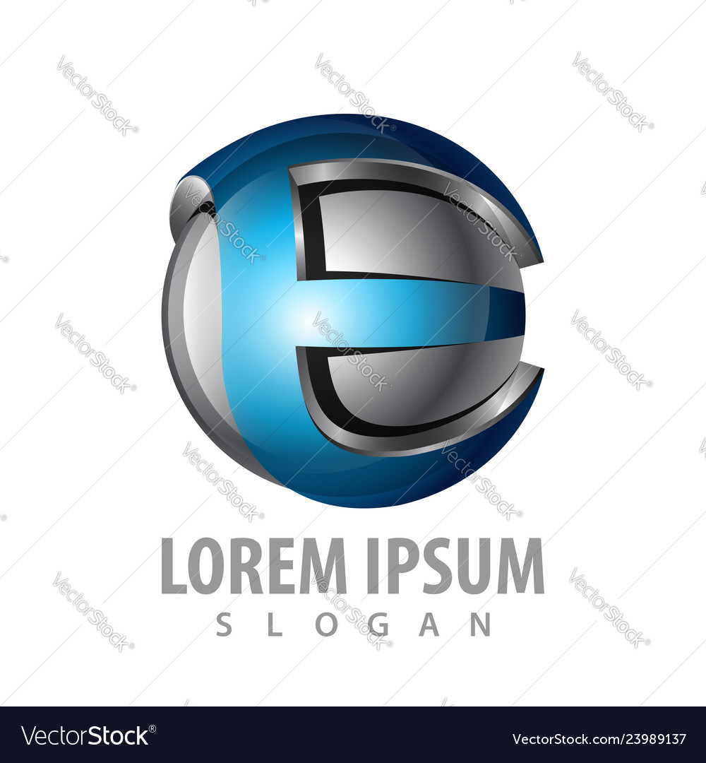 3d Initial E Letter Logo Concept Design Symbol Vector Image