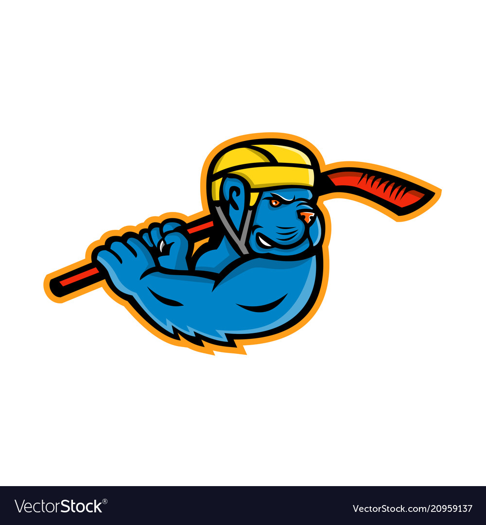 American bully ice hockey mascot Royalty Free Vector Image